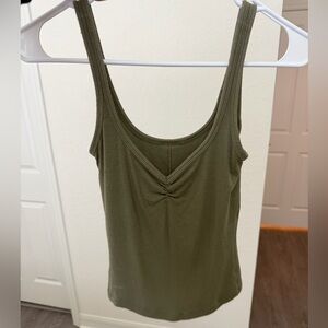 lululemon Hold Tight Olive Scoop Ruched Tank